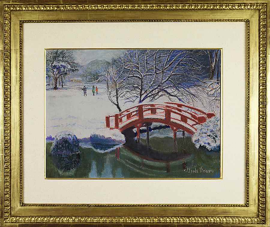 Le Pont Japonais chez Lionel en Hiver - H. Claude Pissarro (b. 1935 - )