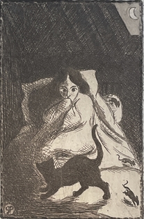 Georges Manzana Pissarro - Une femme, un chat et des souris