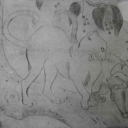 Snarling Panthers - Orovida Pissarro (1893 - 1968)