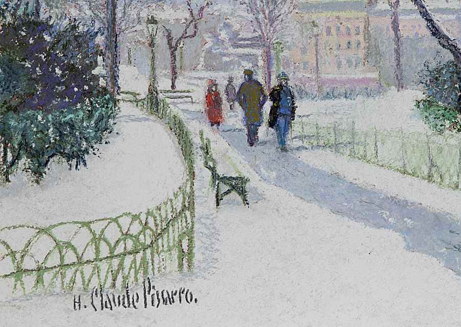 La Place Carnot Sous la Neige (Lyon) - H. Claude Pissarro (b. 1935 - )