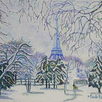 La Tour-Eiffel sous la neige (Paris) - H. Claude Pissarro (b. 1935 - )
