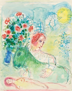 Marc Chagall - Repos du clown avec le bouc vert