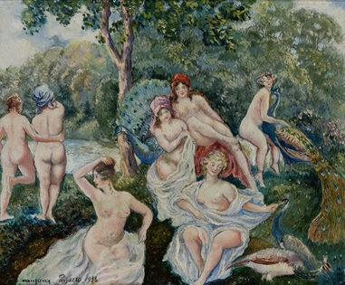 Georges Manzana Pissarro - Baigneuses et paons