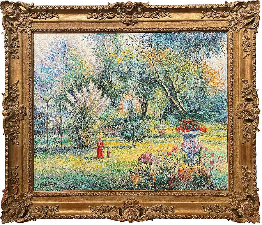Le petit Jean Guillemette et sa mère au Jardin de Marras - H. Claude Pissarro (b. 1935 - )