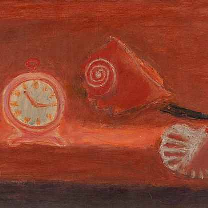 Coquillage et réveil en rouge - Henri Hayden (1883 - 1970)