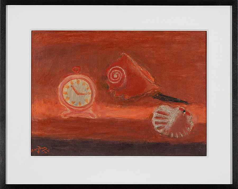 Coquillage et réveil en rouge - Henri Hayden (1883 - 1970)