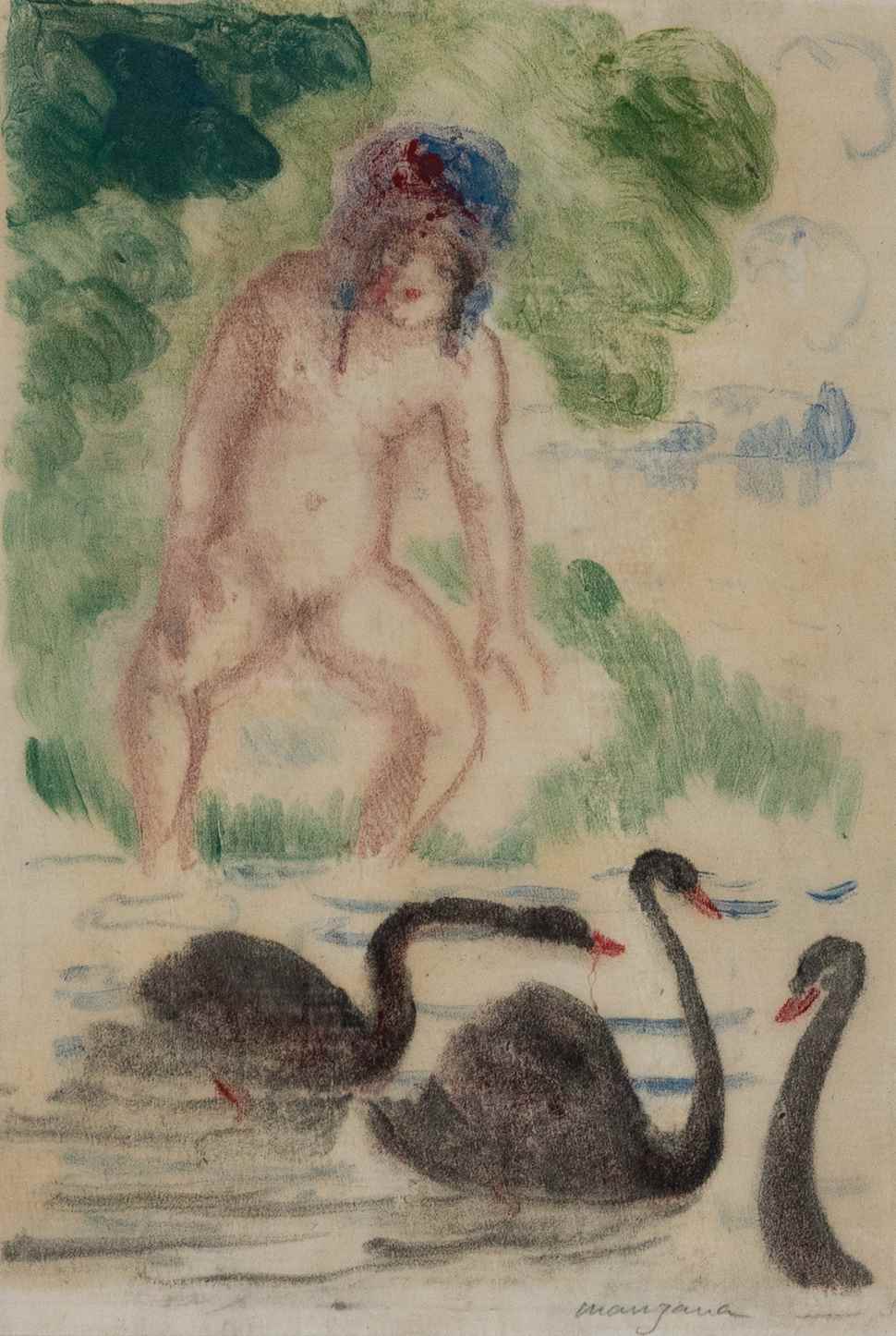 Woman with Black Swans - Georges Manzana Pissarro (1871 - 1961)