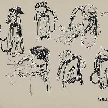 Etude d'une Maraîchère coupant l'herbe - Paulémile Pissarro (1884 - 1972)