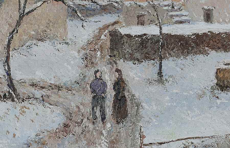 Tom et sa Femme à Clécy sous la Neige - Lélia Pissarro, Figurative (b. 1963 - )