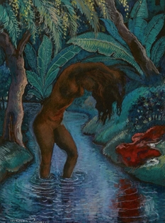 Georges Manzana Pissarro - Baigneuse dans un cours d'eau