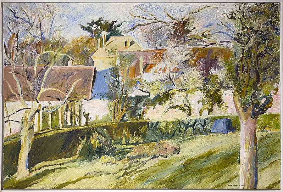 Les maisons des voisins, au début du printemps, à Mareil - Hugues Pissarro dit Pomié (b. 1935 - )