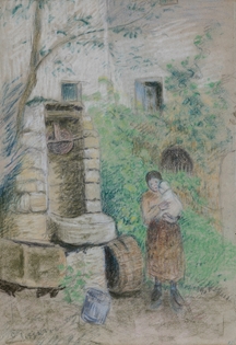 Camille Pissarro - Femme et enfant près d’un puit