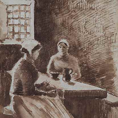 Deux femmes à table - Camille Pissarro (1830 - 1903)