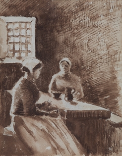 Camille Pissarro - Deux femmes à table