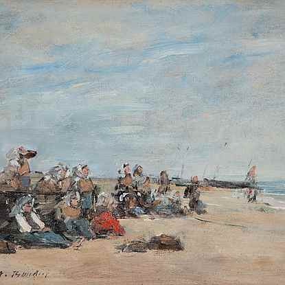 Berck, groupe de pêcheuses assises sur la grève - Eugène Boudin (1824 - 1898)