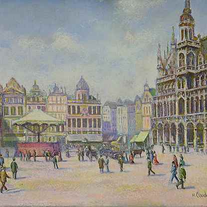 La Grande Place (Bruxelles) - H. Claude Pissarro (b. 1935 - )