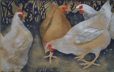 Georges Manzana Pissarro - Four Chickens
