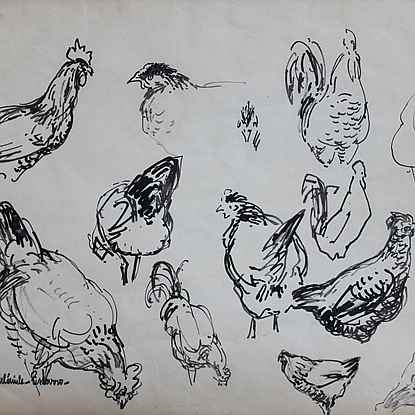 Etude de Poules - Paulémile Pissarro (1884 - 1972)