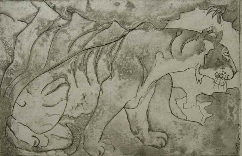 Tiger in cave - Orovida Pissarro (1893 - 1968)