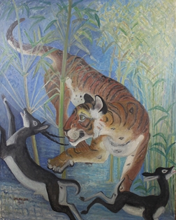 Orovida Pissarro - Tiger Surprises Black Buck