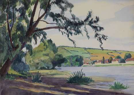 Rivers Original Art - Gouche - River Scene, C.1930