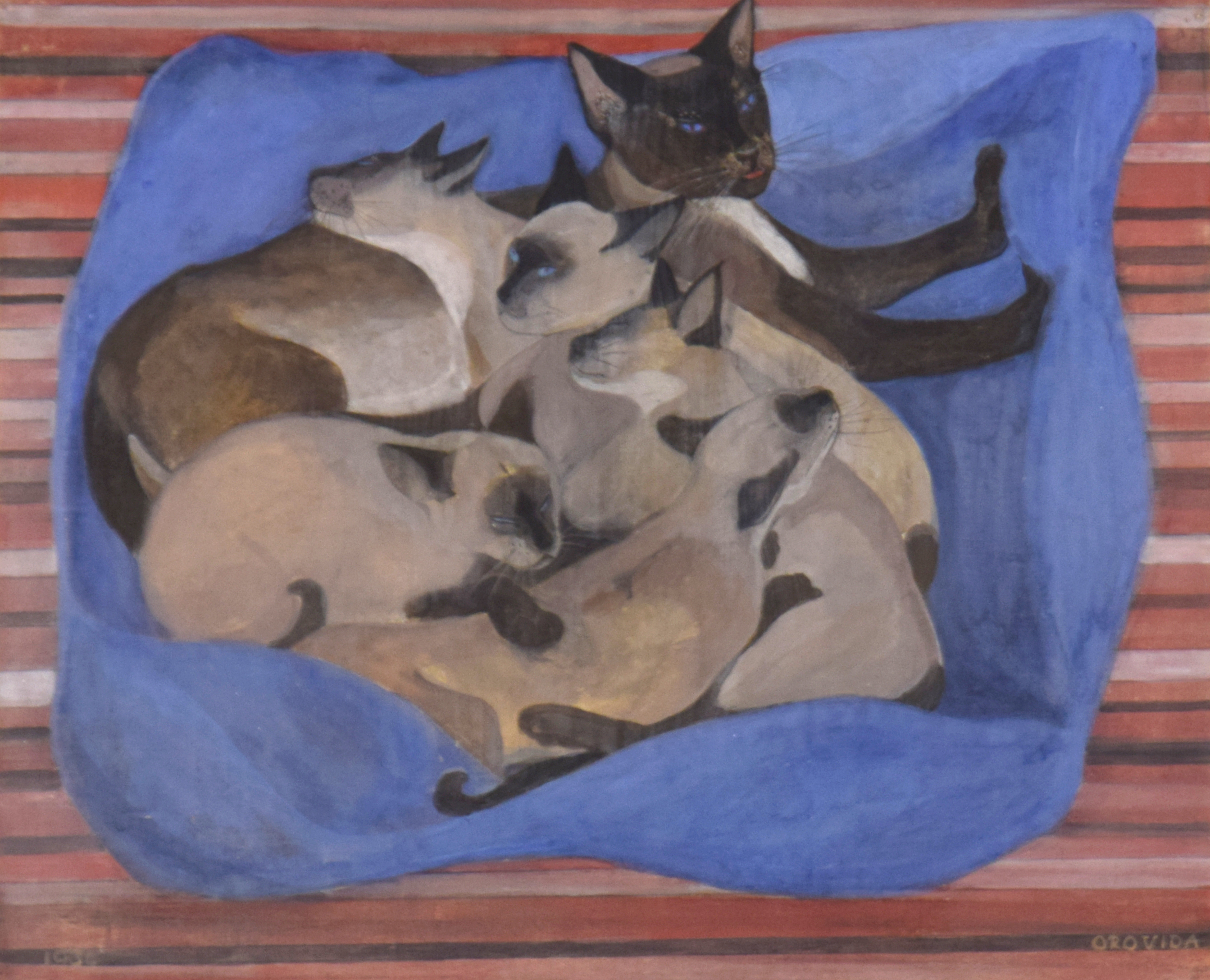 Siamese Cat with Kittens
 - Orovida Pissarro (1893 - 1968)