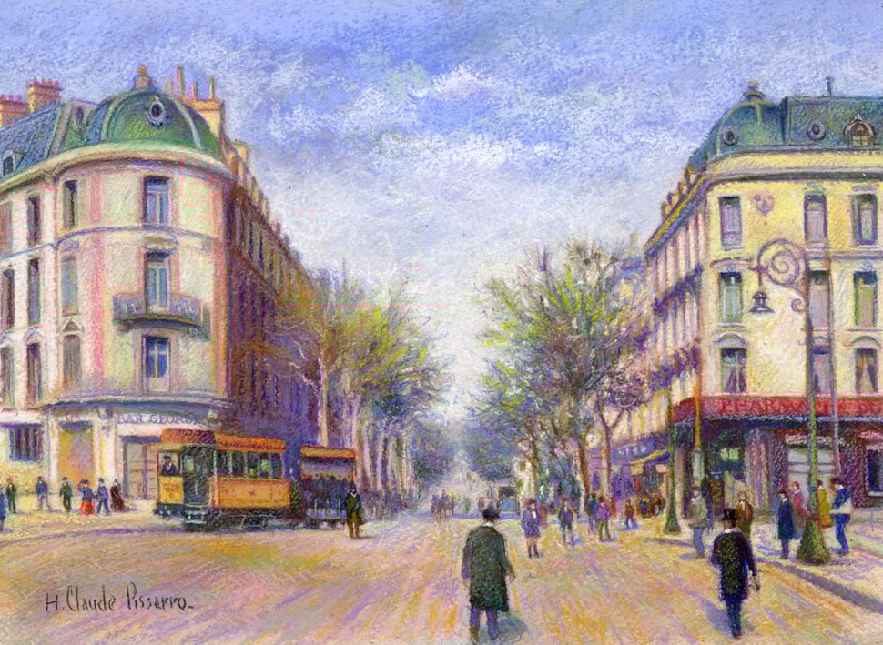 Le Café Georges à Cannes - H. Claude Pissarro (b. 1935 - )