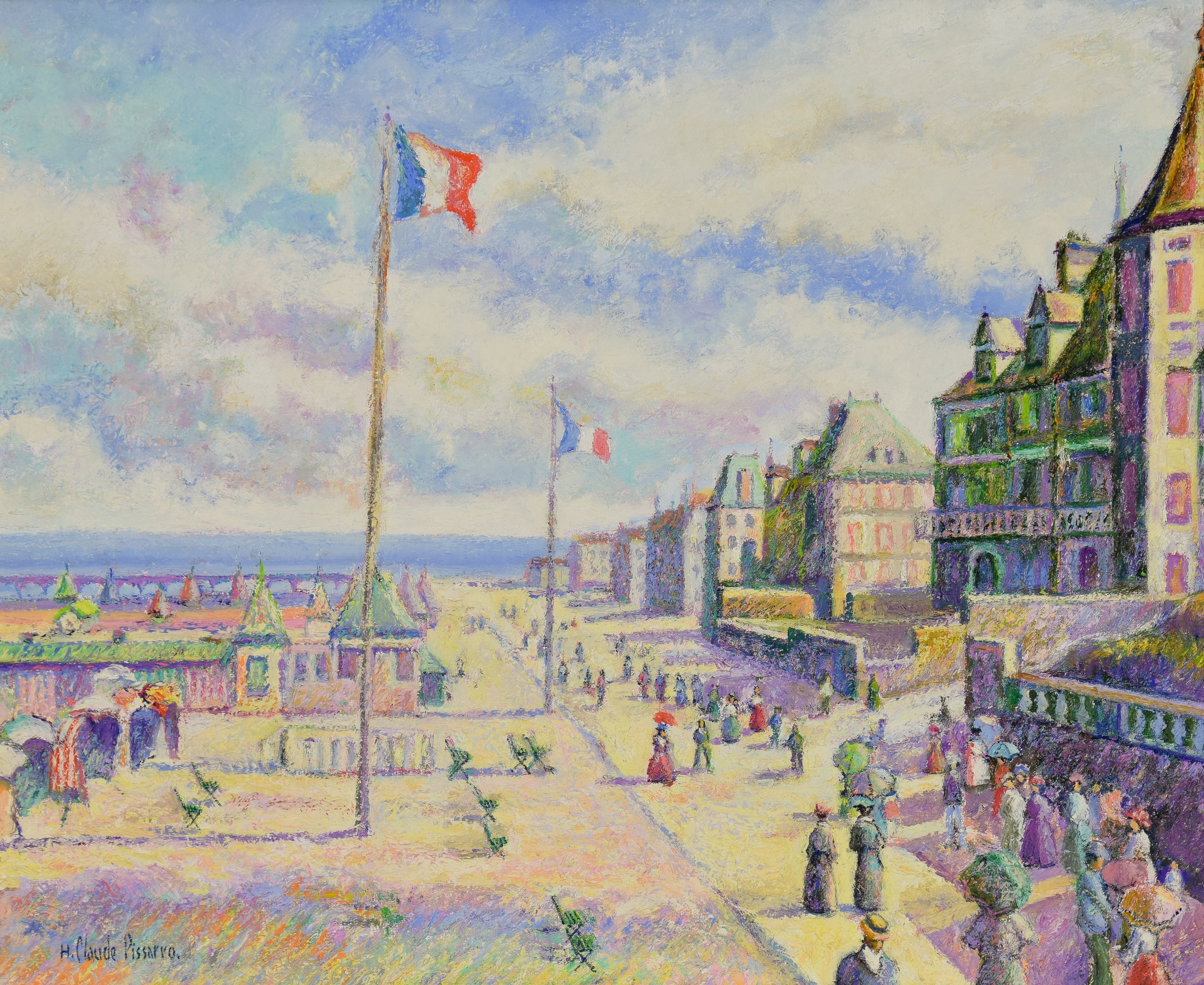 Les Promeneurs de la Plage (Trouville: les Planches) - H. Claude Pissarro (b. 1935)