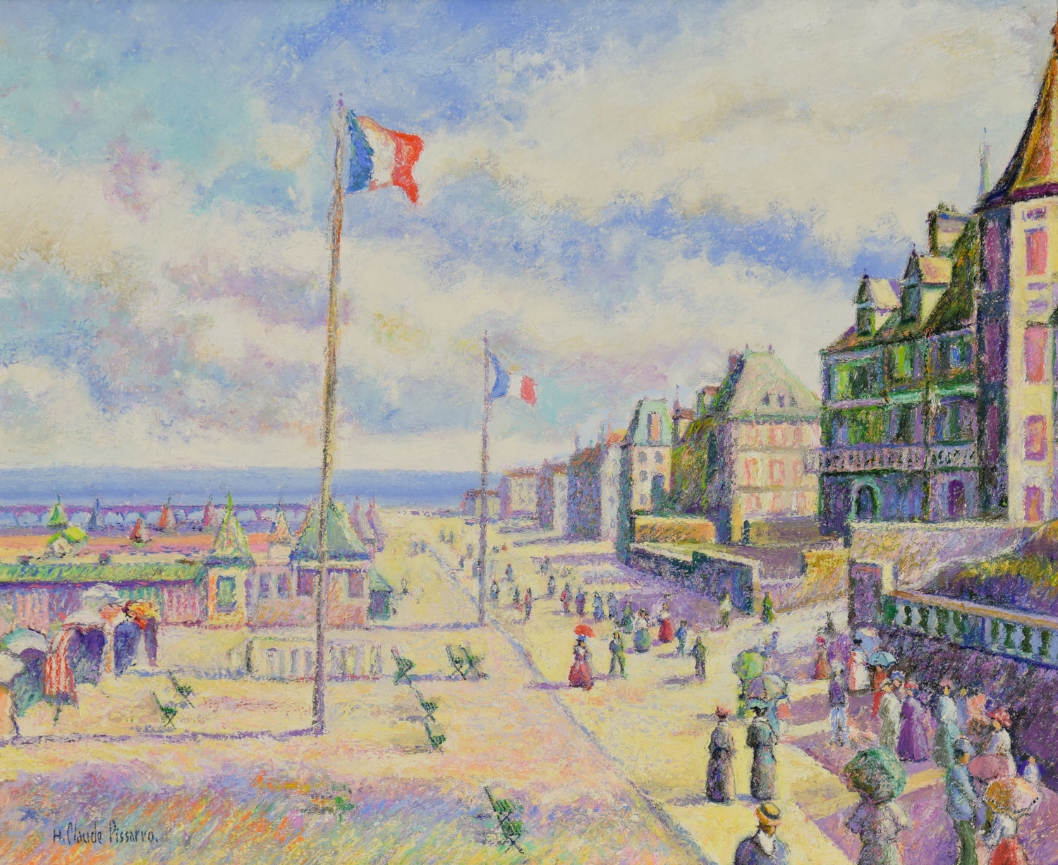 Les Promeneurs de la Plage (Trouville: les Planches) - H. Claude Pissarro (b. 1935)