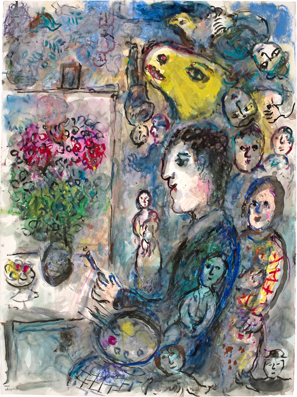 Peintre au Chevalet au Bouc Jaune - Marc Chagall (1887 - 1985)