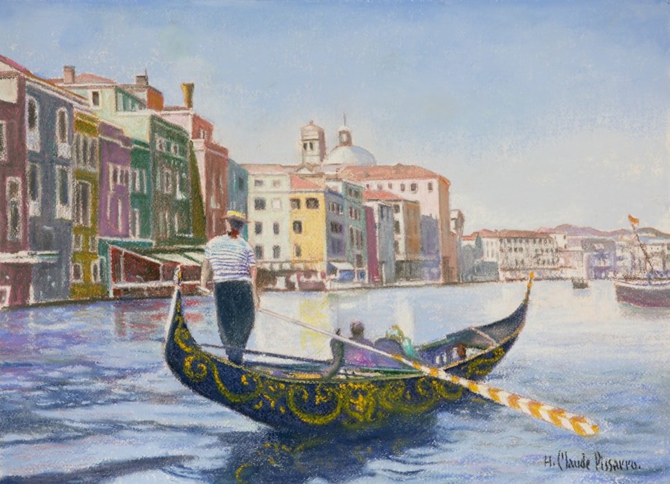 La Gondole de Pedro, Venise - H. Claude Pissarro (b. 1935 - )