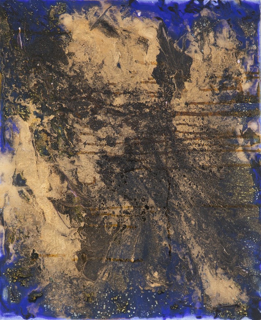 Abstract Composition in Blue & Gold 2 - Lélia Pissarro, Contemporary (b. 1963)