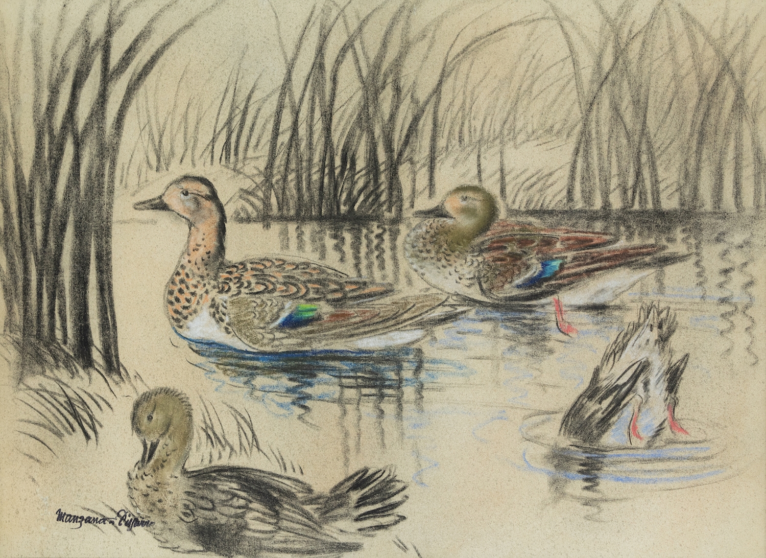 Wild Ducks - Georges Manzana Pissarro (1871 - 1961)