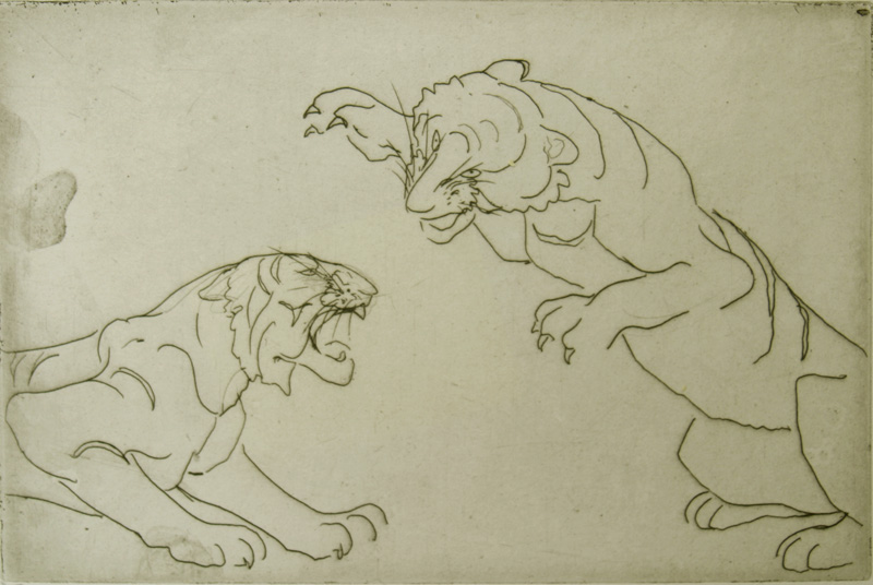 Rage - Orovida Pissarro (1893 - 1968) | Stern Pissaero Gallery. Etching 10.5 x 15.5 cm (4 &sup1;/₈ x&nbsp;6 &sup1;/₈ inches) Inscribed lower left, Trial proof no. 6, titled lower middle and signed&nbsp;and dated orovida 1917