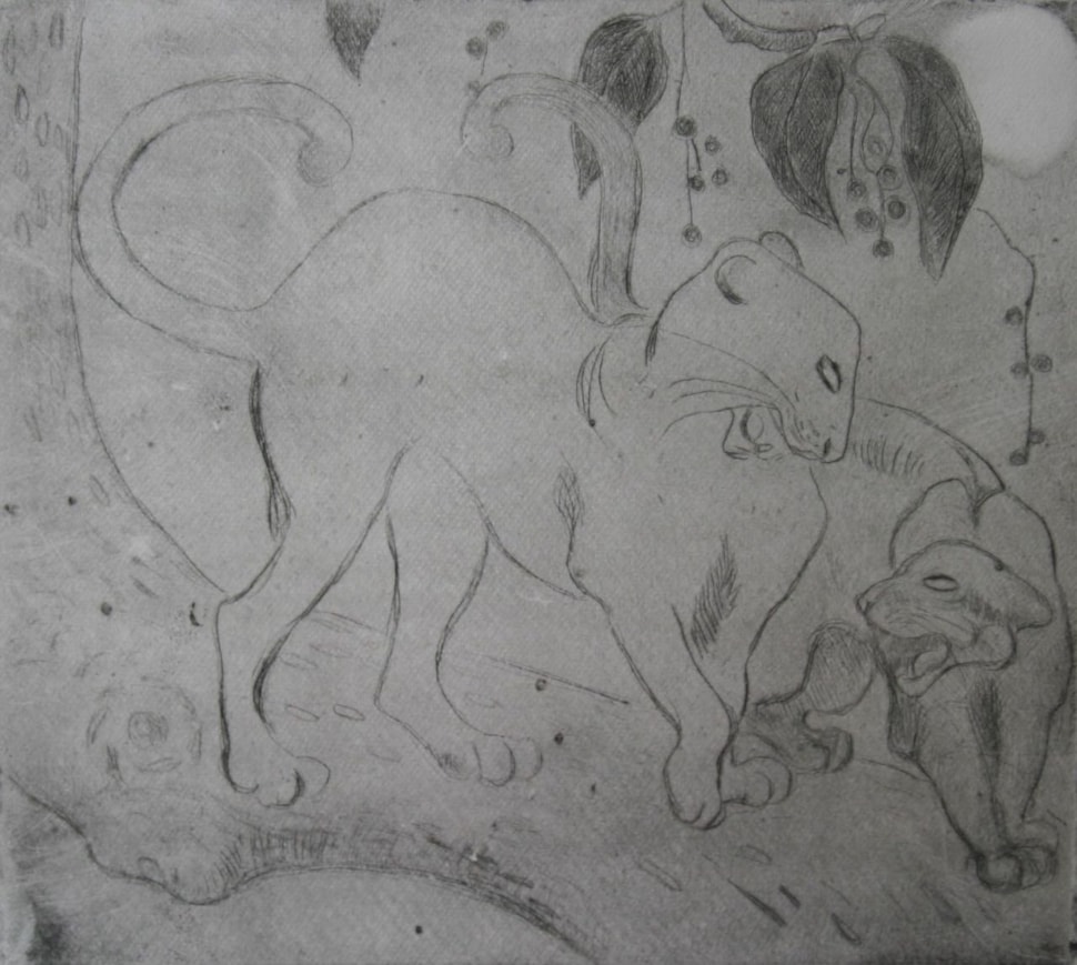 Snarling Panthers - Orovida Pissarro (1893 - 1968)