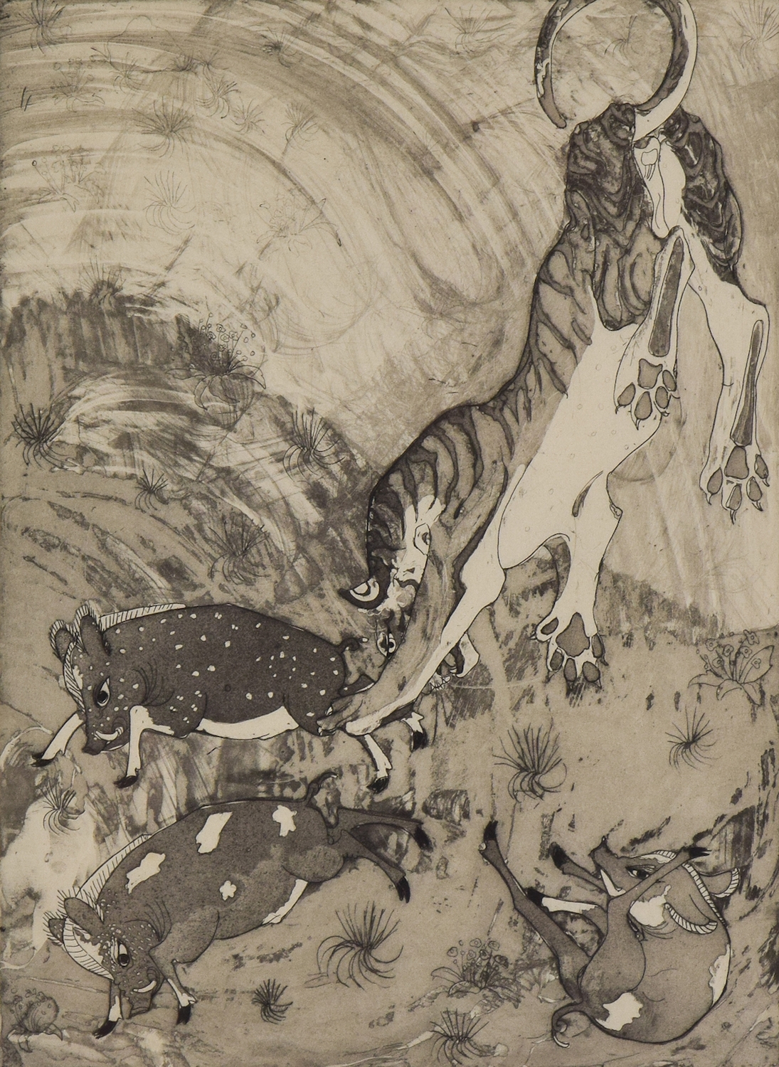 Peccarys and Tiger Pranks - Orovida Pissarro (1893 - 1968)