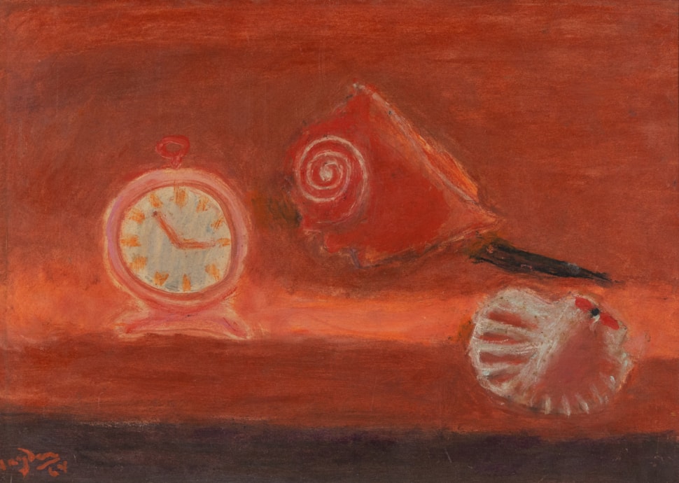 Coquillage et réveil en rouge - Henri Hayden (1883 - 1970)