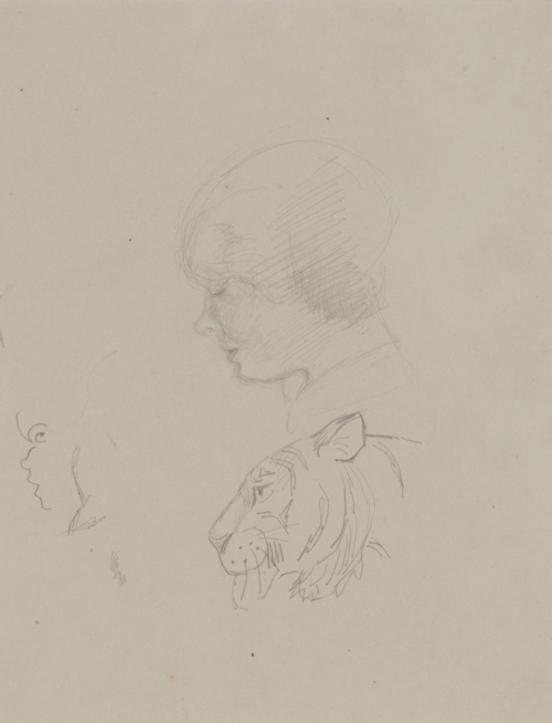 Orovida Pissarro - A Study of Human Head and Tiger