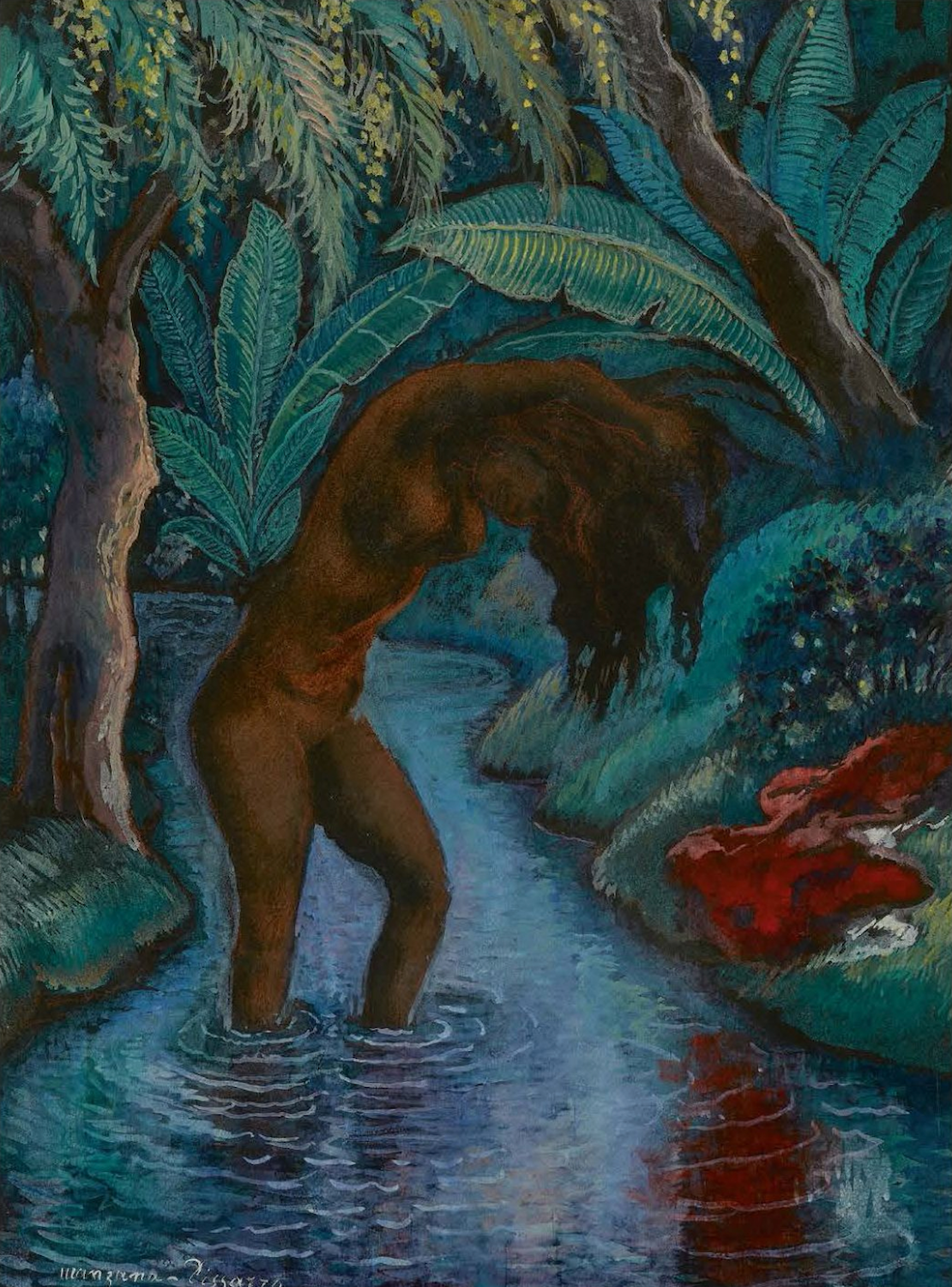 Baigneuse dans un cours d'eau - Georges Manzana Pissarro (1871 - 1961)