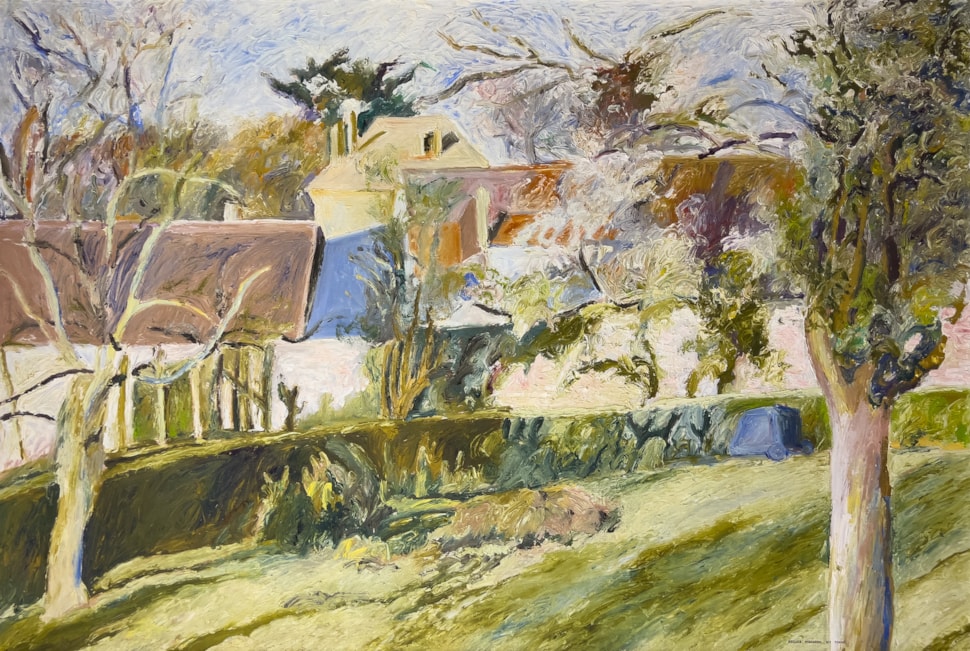 Les maisons des voisins, au début du printemps, à Mareil - Hugues Pissarro dit Pomié (b. 1935 - )
