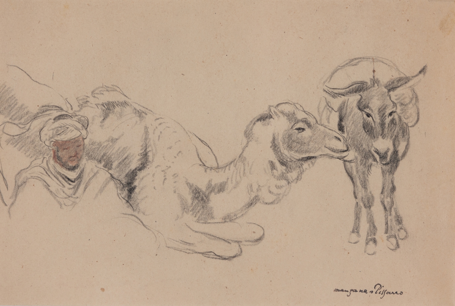 Man with Camel and Donkey - Georges Manzana Pissarro (1871 - 1961)