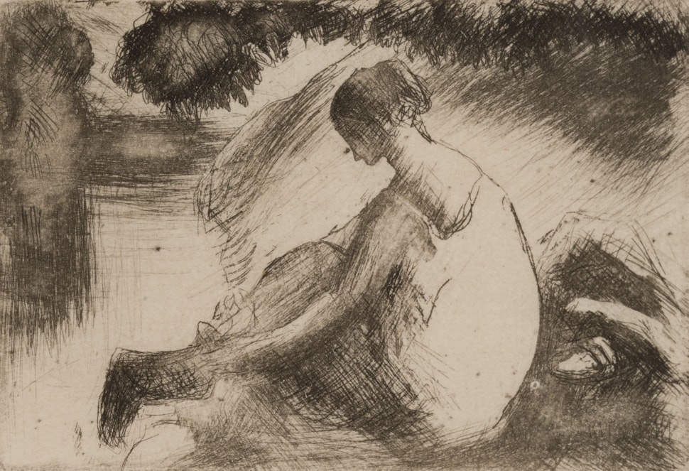 Baigneuse mettant ses bas - Camille Pissarro (1830 - 1903)