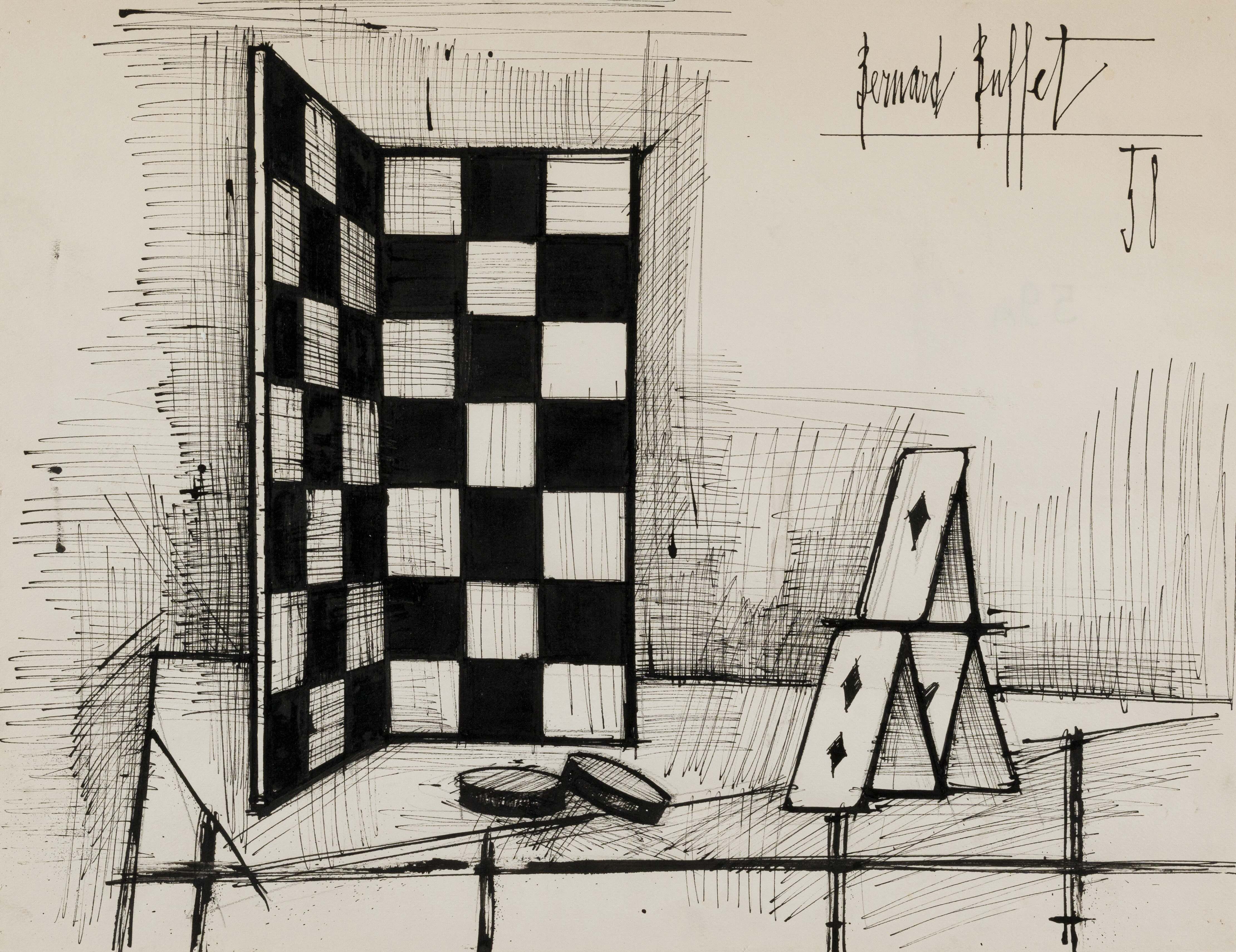 Nature morte au damier - Bernard  Buffet (1928 - 1999)