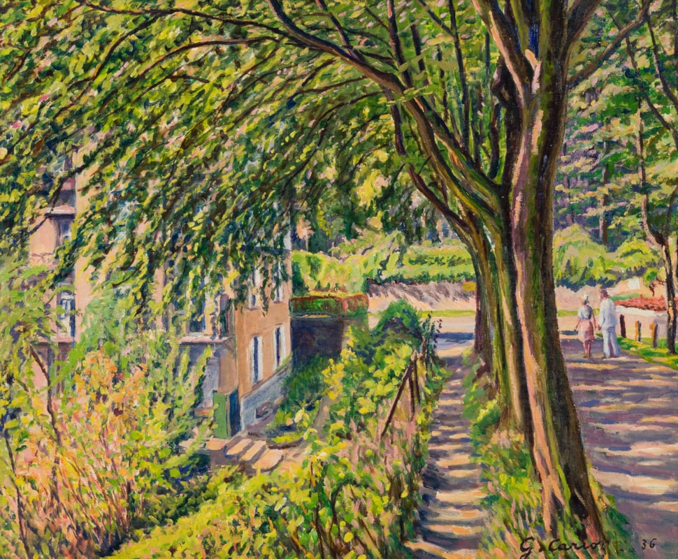 Promenade sur un chemin arboré - Gustave Cariot (1872 - 1950)