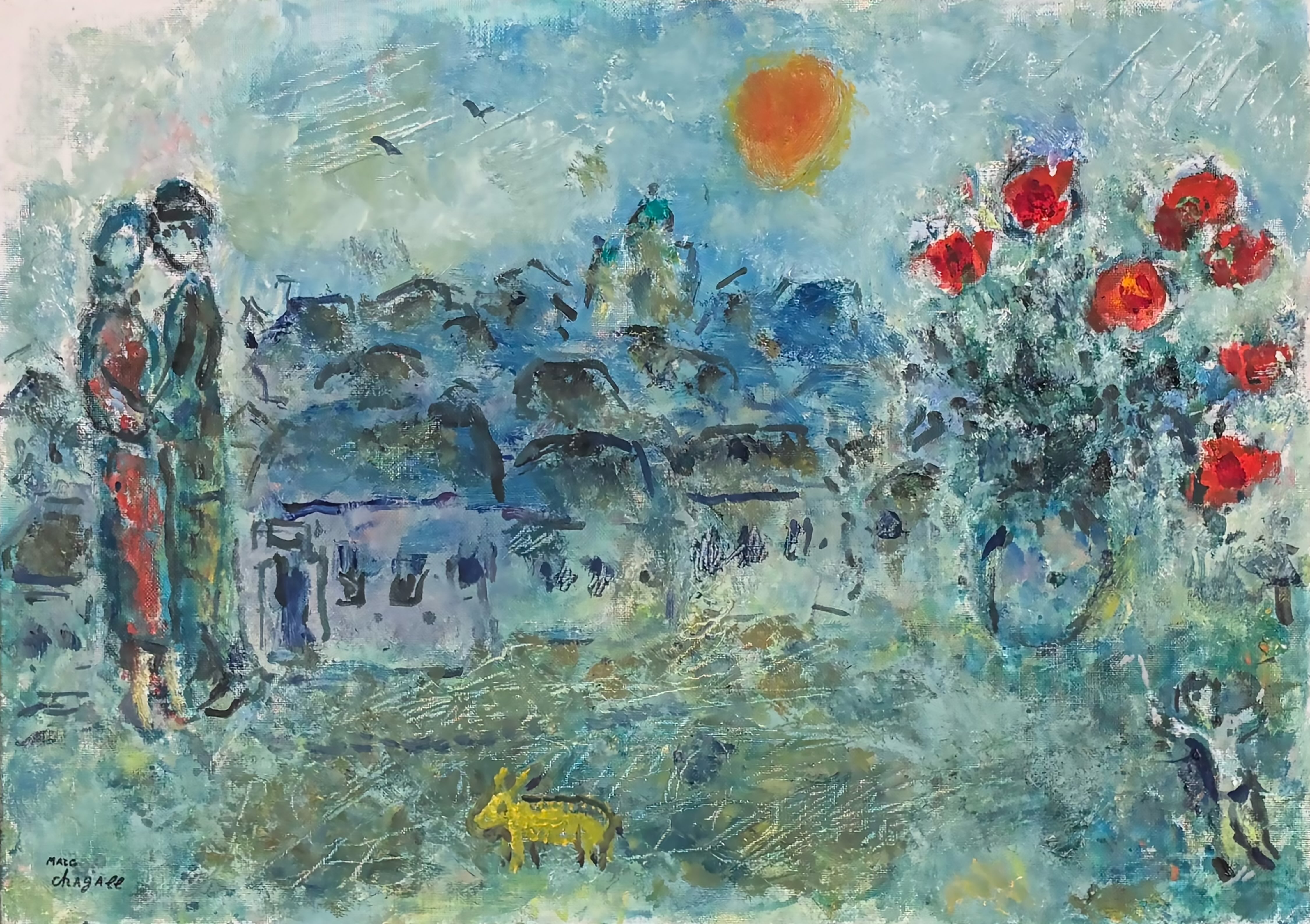Au village ou Couple dans le village au printemps - Marc Chagall (1887 - 1985)