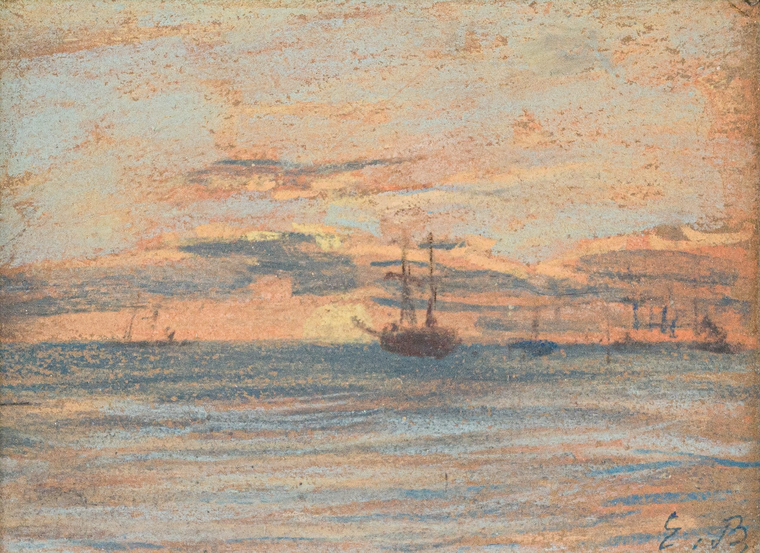 Coucher de Soleil – Bateaux sur la mer