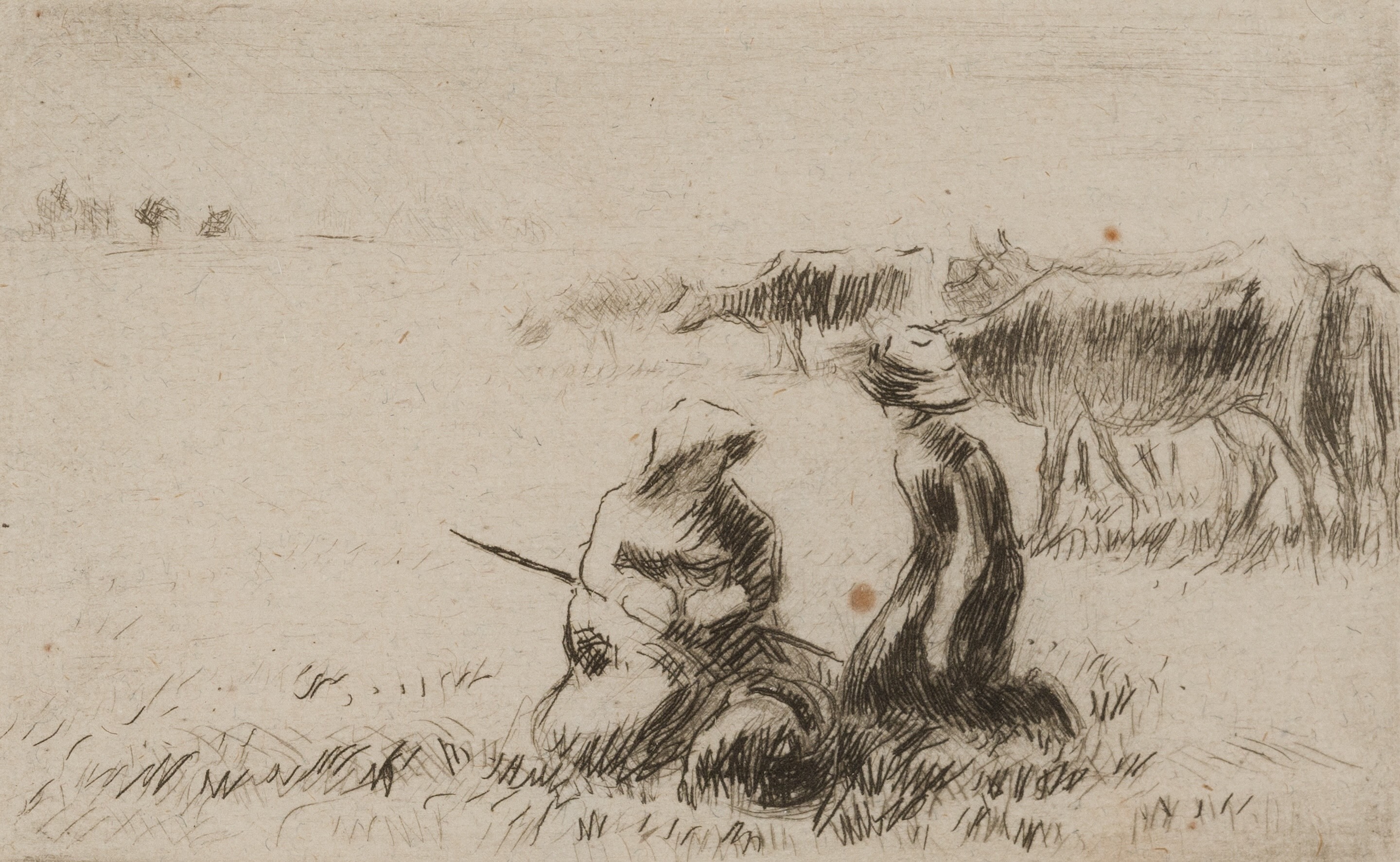 Camille Pissarro - Femmes gardant les vaches