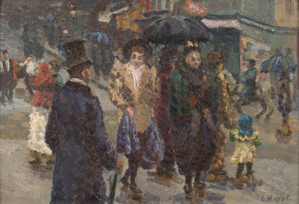 Strolling in the rain - Louis Hayet (1864 - 1940)