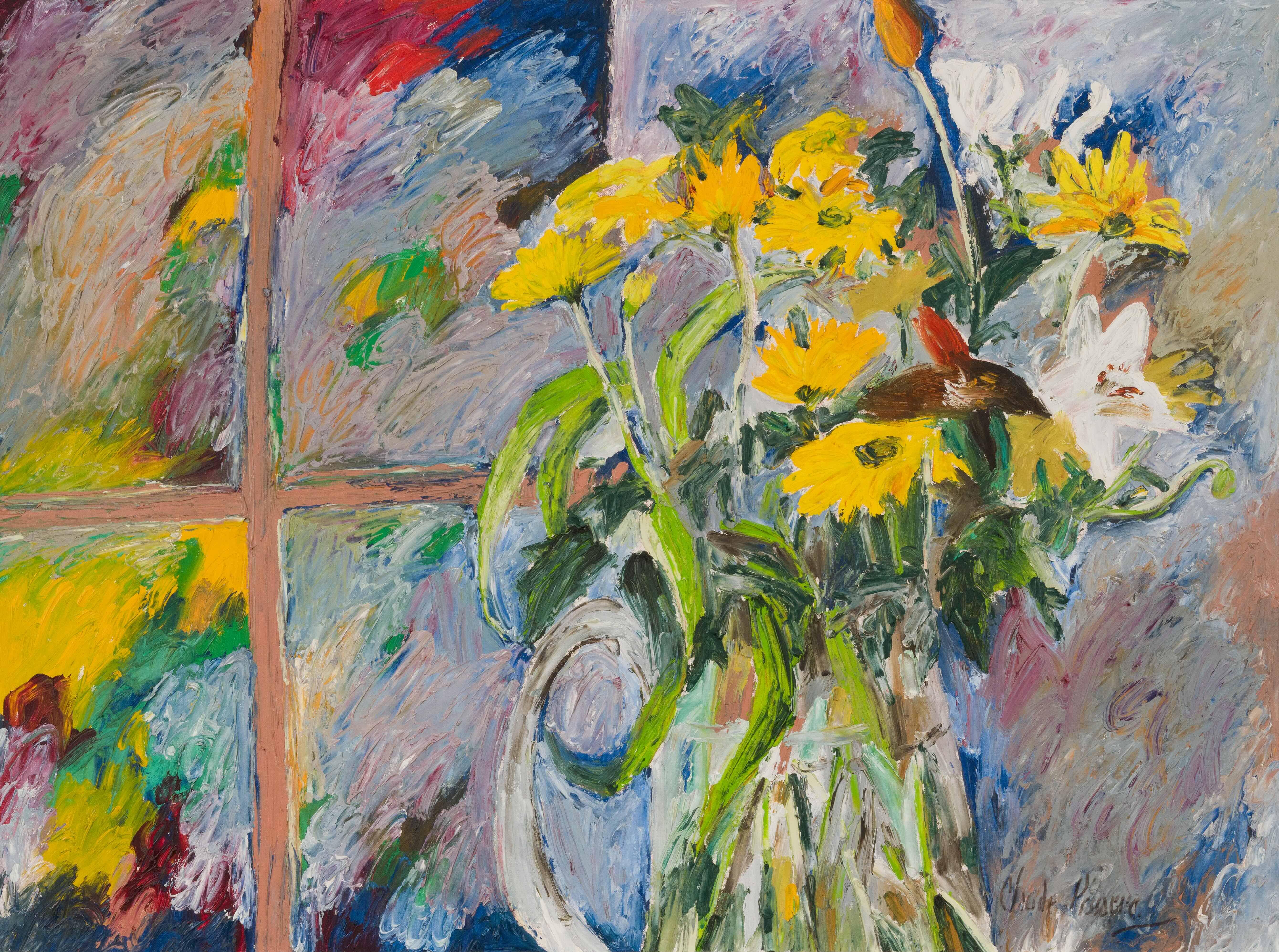 Hugues Pissarro dit Pomié - Bouquet à la Fenêtre