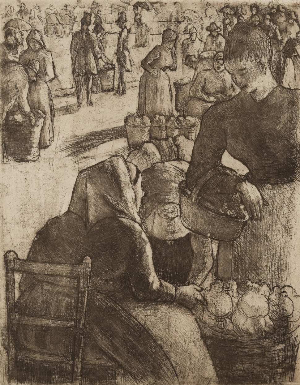 Marché aux légumes, à Pontoise - Camille Pissarro (1830 - 1903)